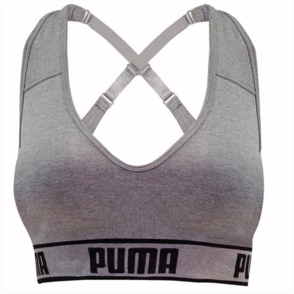 Puma 2 pk Black Gray Racerback Sports Bra - Picture 7 of 8